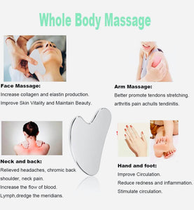 Stainless Steel Facial Roller + Gua Sha Set