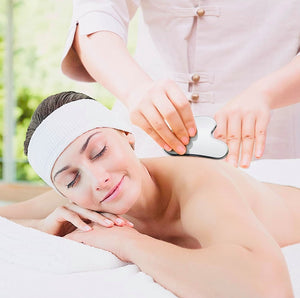 Stainless Steel Facial Roller + Gua Sha Set