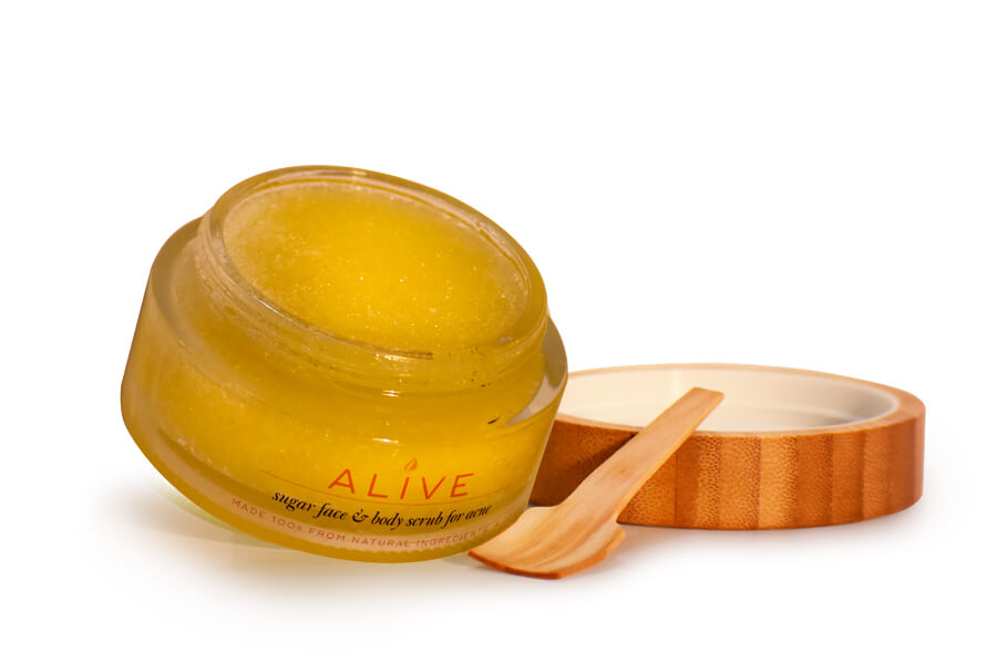 ALIVE - Sugar Body Scrub for Acne ormulated with sugar, clarifying essential oils, and natural ingredients that control sebum levels